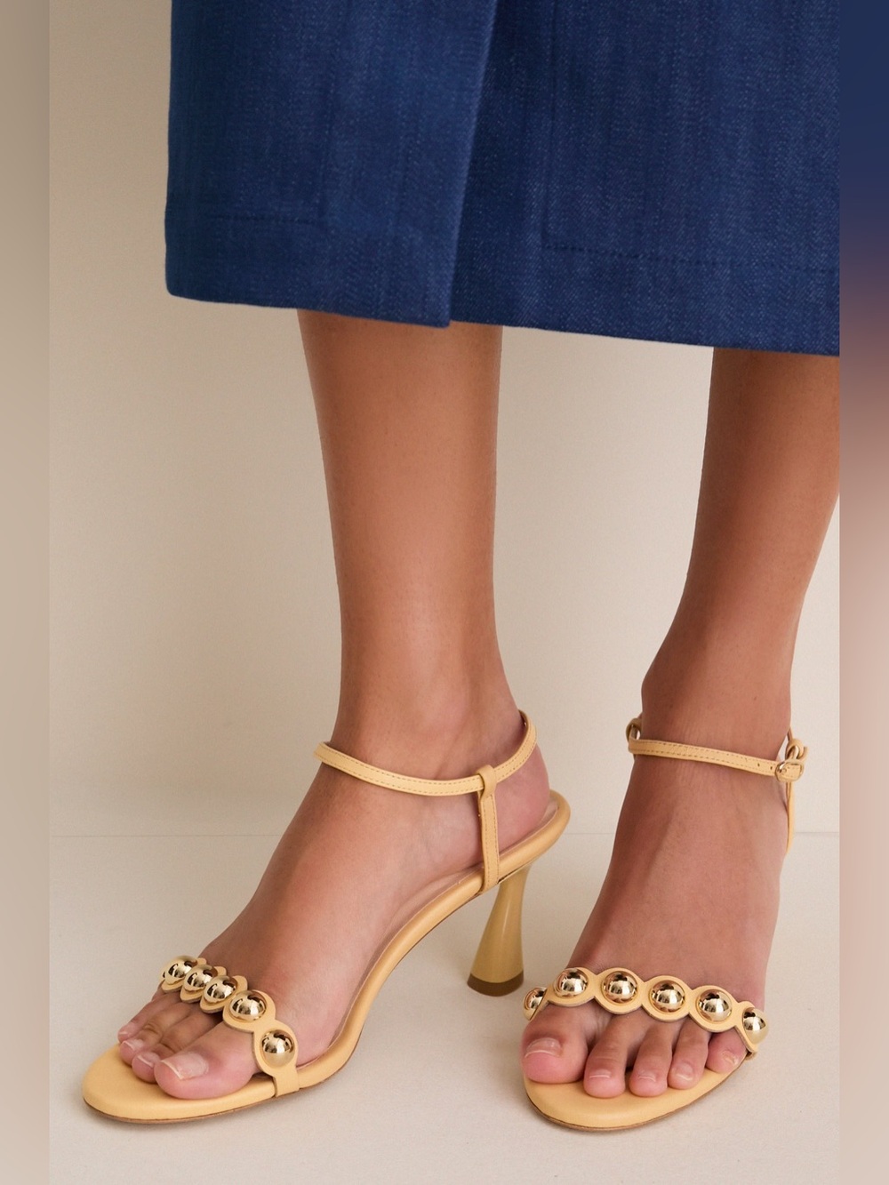 Tuckernuck Ava Heels Open Toe Ankle Strap Sandals Light Butter Yellow 6.5 $275
